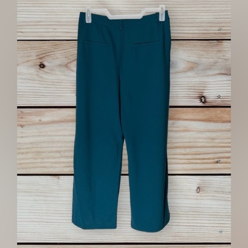 NWT Happily Grey Women’s Sz 9 Wide Leg Trouser Dress Pants Slit Front Leg Teal‎ - Picture 2 of 5